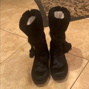 Ferragamo black pony hair boots. Size 8
